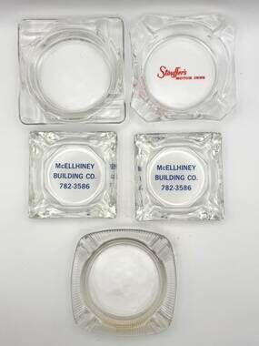 Stouffer's Motor Inns McEllhinney Advertising Glass Ashtrays Lot of 5